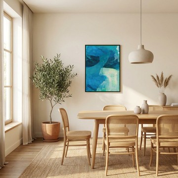 【藝術掛畫】廚房的烏龜 - 海洋  . 藍色/大海/抽象插畫/油畫