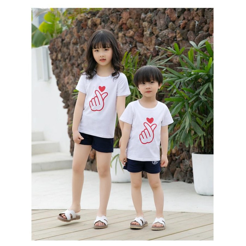 親子ペアルック Tシャツ ハーフパンツ ショートパンツ 子供用 キッズ 