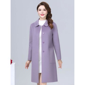 中年女雙面呢大衣中長款秋冬寬松顯瘦時尚年輕媽媽裝羊絨毛呢外套