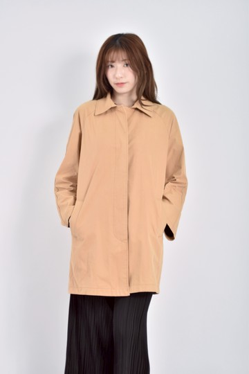 (L) bulldog質感長版風衣卡其棕色外套