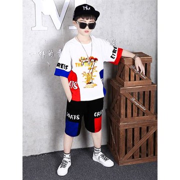 兒童裝男童夏裝短褲套裝2026年新款拼色短袖大童十歲小孩衣服潮酷