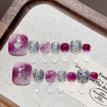 【廠商直送】寶拉手工腳趾穿戴甲-紫晶璀璨(S/M/L)