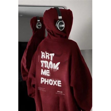 酒紅色400g重磅衛衣男春秋美式復古連帽衫上衣寬松龍年本命年外套