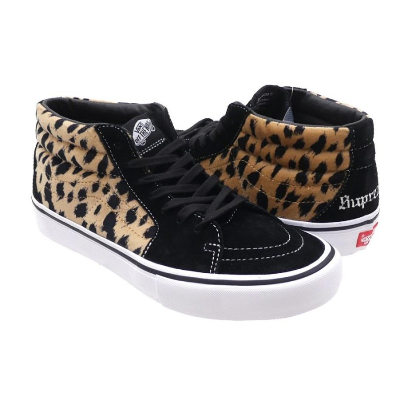 シュプリーム×バンズ  Velvet Leopard Sk8-Mid Pro