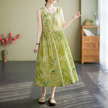 現貨+預購 洋裝無袖連身裙-淑女收腰綁帶設計女裙子74dy43【獨家進口】【米蘭精品】