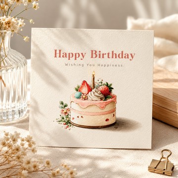 蘭堂《日和祝福》生日小卡｜7x7cm｜Happy Birthday 萬用生日卡片｜禮物卡 花束卡 蛋糕卡 手繪文創卡片