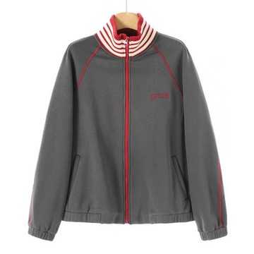 799西湖閣老【帝】冬裝 條紋針織立領加絨拉鏈外套001剪標