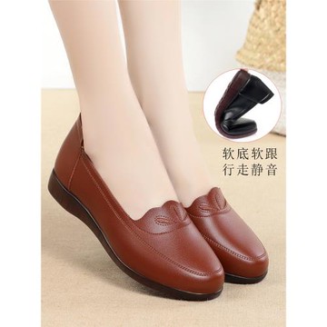 真皮牛筋底軟底中老年媽媽鞋中年單鞋平底老媽皮鞋女鞋老人鞋春秋