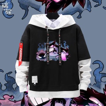 耿鬼斯通神奇寶貝精靈寶可夢聯名動漫假兩件連帽衛衣男女兒童外套