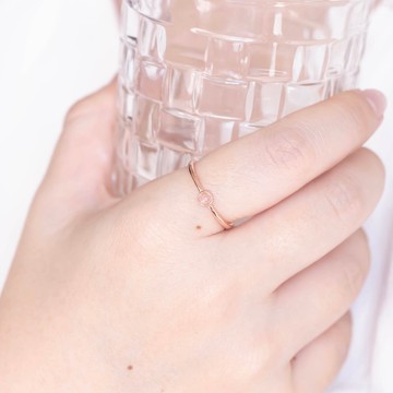 草莓晶925純銀簡約鑲邊戒指 可調式戒指