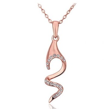 純銀項鍊 鍍18K金鑲鑽吊墜-優雅氣質別緻時尚母親節生日禮物女飾品73ce227【獨家進口】【米蘭精品】