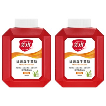 美琪 抗菌洗手慕斯 補充瓶 500ml 含茶樹精油+百里香精華+金盞菊精華 植萃防護配方  2瓶
