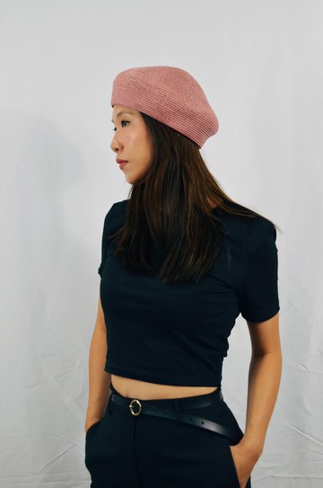 文青純色貝蕾帽-粉色