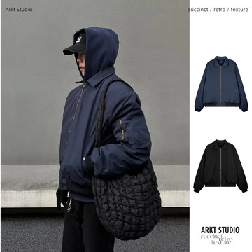 ［ARKT］ J30 美式刺繡 bomber 飛行外套 boxy 短版外套 翻領鋪棉外套 發熱外套 保暖棉外套 休閒百搭