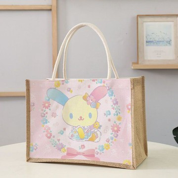 人氣新品💕花小兔周邊 花小兔手提袋 三麗鷗 新款花小兔周邊 麻布包硬底立體亞麻手提袋 上學通勤大容量包包