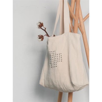 本圓布包 前插袋 原創布袋小眾女包復古慵懶文藝設計師帆布單肩包