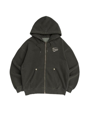 KHAKI STAR LOGO ZIP-UP HOODIE