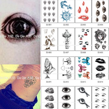 時尚簡約 眼睛 唇印 共2000款👑大邱紋身👑【T08D】DaQie唇印防水紋身貼紙刺青貼紙半甲鬼頭 T08