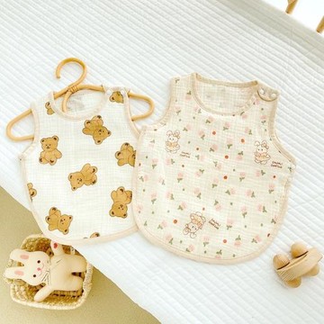 夏季薄款初生兒半背肚兜紗布上衣