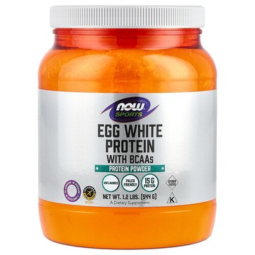 NOW Foods, 運動，含支鏈氨基酸的蛋清蛋白，蛋白質粉，原味，1.2 磅（544 克）
