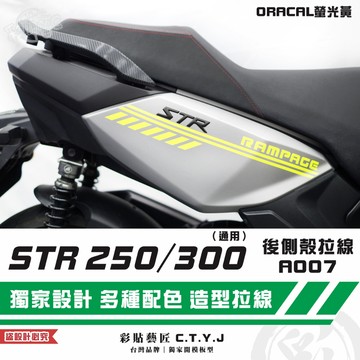 彩貼藝匠 STR 250／300（通用）後側殼 拉線A007（一對）3M反光貼紙 ORACAL螢光貼 拉線設計 裝飾