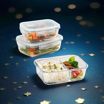 玻璃飯盒可微波爐加熱專用學生上班族帶蓋餐盒密封保鮮分隔便當碗
