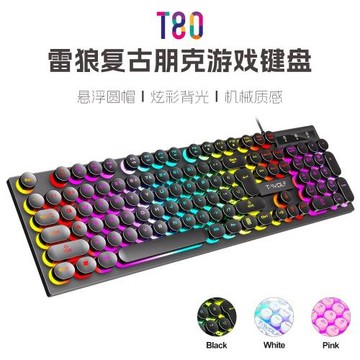 雷狼T80有線單鍵盤發光機械手感家用電腦游戲電競朋克混光背光