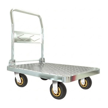 德利生活 手推車 72*48cm 4吋靜音灰輪 載重250公斤  鋼板款 銀色  1個