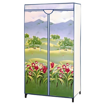 三和牌 LTK型山景風光DIY收納套管衣櫥組  台灣製  二格  防水  復古風  拉鍊門  90CM*50CM*160CM  #30