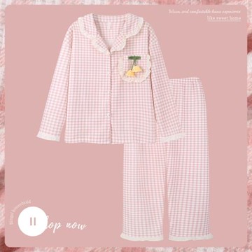 Se7enの華夫格睡衣女春秋季2025年新款純棉長袖可外穿家居服套裝