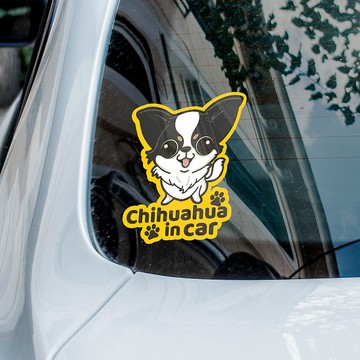 Chihuahua in car 長毛芝娃娃汽車貼紙 車內反貼