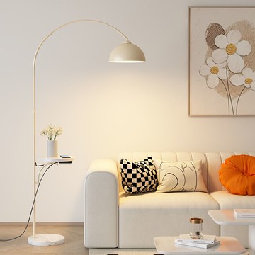 110V立燈/落地燈 奶油風落地燈 沙發釣魚燈客廳臥室邊幾置物一體護眼茶幾立式臺燈 快速出貨