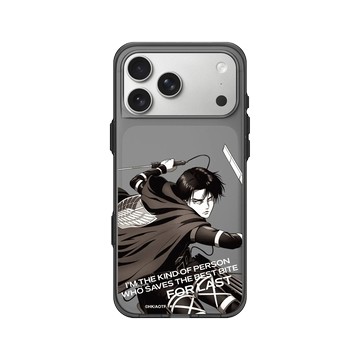 iPhone 17 Pro Max Clear (相機按鈕) 酷墨灰 - 進擊的巨人 Attack On Titan -S4 - \b里維兵長 (灰階)