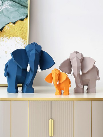 北歐一家三口輕奢大象裝飾品擺件創意客廳玄關酒柜現代家居擺設