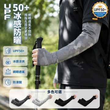 台灣出貨 UPF50+冰感袖套 網眼透氣護臂 拇指孔固定設計 騎行釣魚戶外防曬 迷彩深灰淺灰