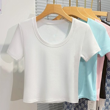 設計所在 專注內搭系列 短袖T恤低圓領棉短上衣(3色 S-XL可選)