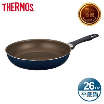 【THERMOS膳魔師】羽量輕手不沾鍋 單柄平底鍋26cm(KFI-026-NVY)