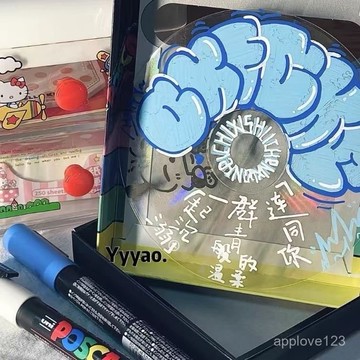 ✴️48h有貨在臺+99免運✴️ins透明光盤DIY塗鴉盤個性追星咕盤裝飾擺件情侶自製禮物送姐妹