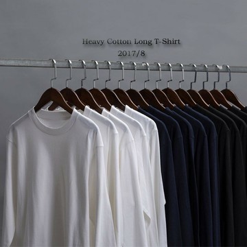 Vintage日系純棉重磅長袖打底衫T恤男圓領寬松潮牌t打底白色內搭