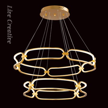 LED三色變光簡約線條金色鋁製吊燈 40-71121