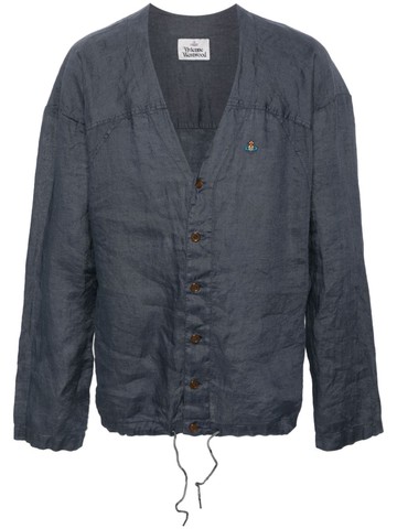 Vivienne Westwood - Orb-logo linen shirt - men - Linen/Flax - 50 - Blue