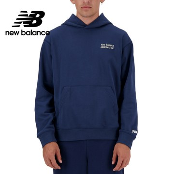 【New Balance】 NB 背面標語寬鬆連帽上衣_男性_藍色_MT41539NNY 運動/戶外