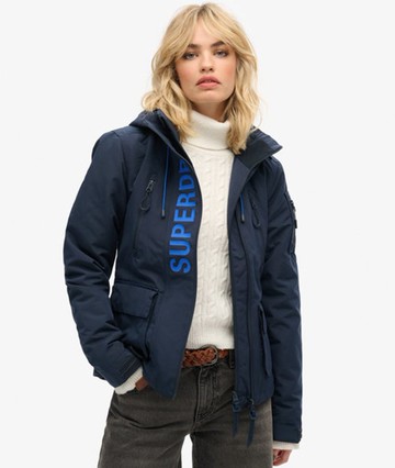 Superdry Women's Women's Hooded Ultimate Sd-windcheater Jacket Blue / Nordic Chrome Navy/mazarine Blue - Size: 12 Size: 8