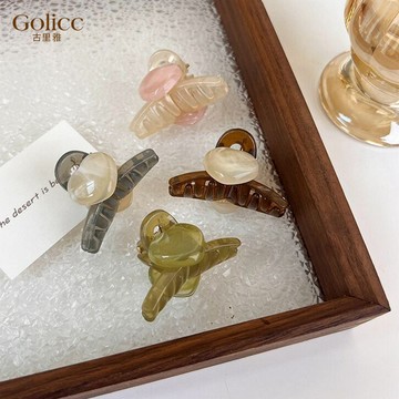 Gulicc 髮夾 韓版果凍色愛心小抓夾4件套