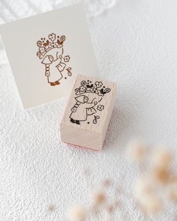 三色堇花束與小人橡皮印章 | 溫柔心意 | 手帳與信件的 2×3cm 點綴