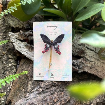 胸針 台灣寬尾鳳蝶 刺繡 台灣 蝴蝶 珍珠  手工 禮物 禮盒 情人節