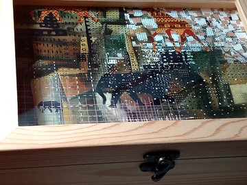 藝術收藏  限量12組  居家布置  立體透明玻璃木盒 幾何畫作