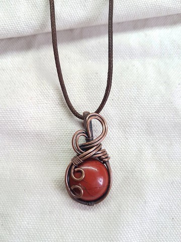 |蘋果樹| 紅碧玉。純銅線墜子