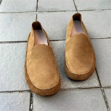 春季新款真皮女單鞋 情侶款 一腳蹬軟底軟面透氣平跟鞋休閑2258-2