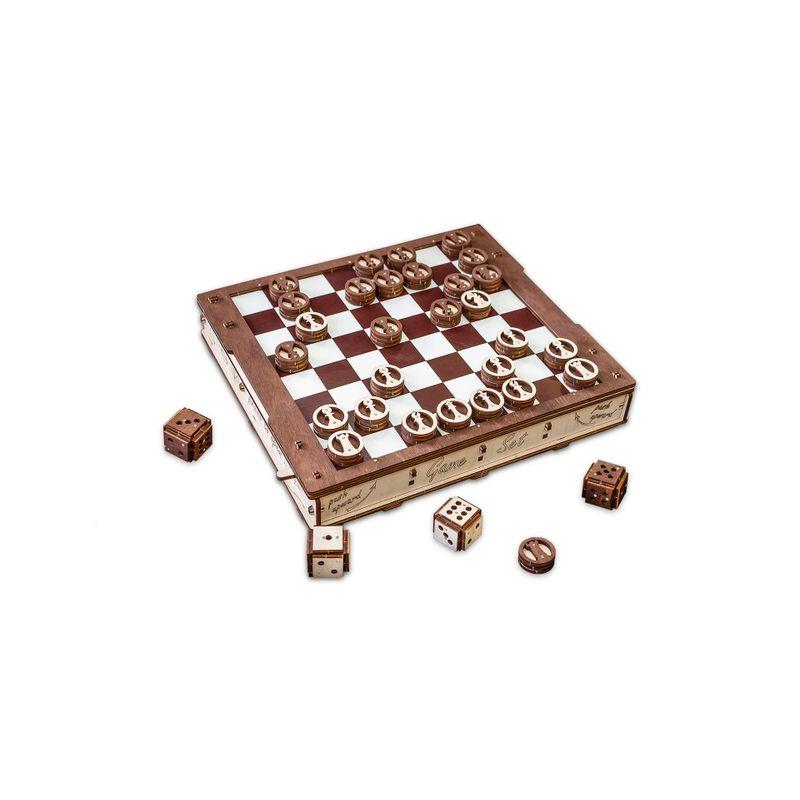 EWA ゲームセット 3D木製パズル＝ボードゲーム Game Set Eco Wood Art